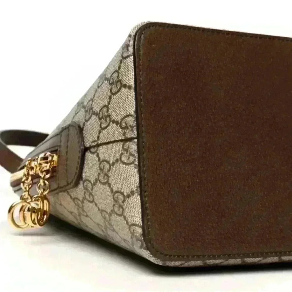 GUCCI GG Supreme Monogram Web Medium Ophidia Top Handle Dome Bag Brown - Picture 8 of 16